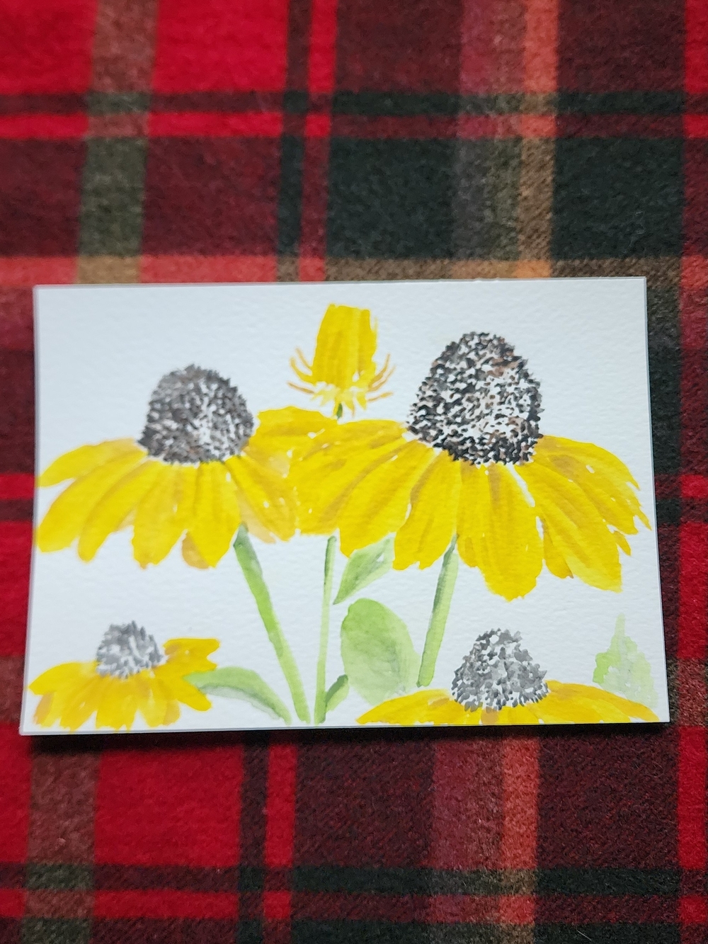Hand-Painted Yellow Floral Watercolor Card